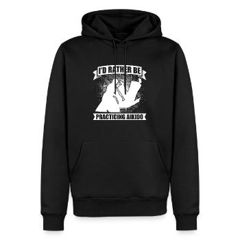 Aïkido Je préfère pratiquer le samouraï martial - Sweat à capuche Premium bio Homme - noir - Devant - Nico (187cm)