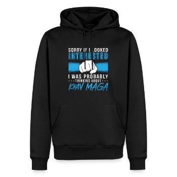 Krav Maga Sorry If I Looked Black Belt MMA Fighter - Männer Premium Bio Hoodie - Schwarz - Vorne - Nico (187cm)
