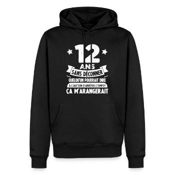 12 Ans âge 12 ans anniversaire 12 ans - Sweat à capuche Premium bio Homme - noir - Devant - Nico (187cm)
