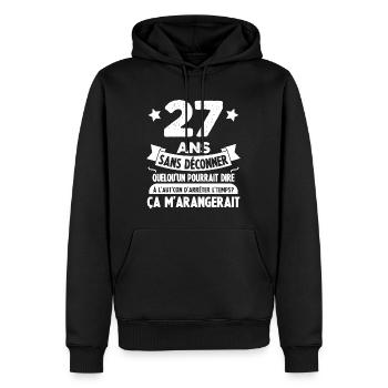 27 Ans anniversaire 27 anniversaire cadeau 27 ans - Sweat à capuche Premium bio Homme - noir - Devant - Nico (187cm)