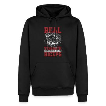 La vraie force du bras de fer est le lutteur de bras musculaire - Sweat à capuche Premium bio Homme - noir - Devant - Nico (187cm)