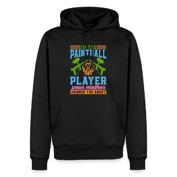 Paintball Je suis le joueur de paintball Splatter Player - Sweat à capuche Premium bio Homme - noir - Devant - Nico (187cm)