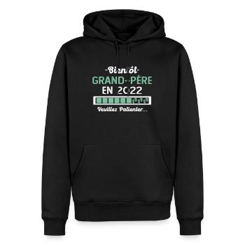 Bientôt Grand Père 2022 Cadeau Papy - Sweat à capuche Premium bio Homme - noir - Devant - Nico (187cm)
