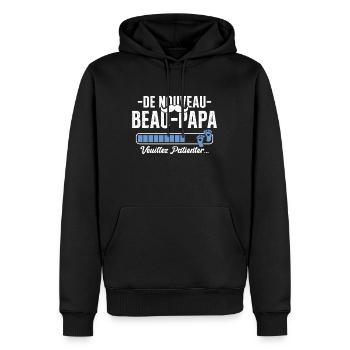 Nouveau Beau Papa Cadeau Père Cool - Sweat à capuche Premium bio Homme - noir - Devant - Nico (187cm)