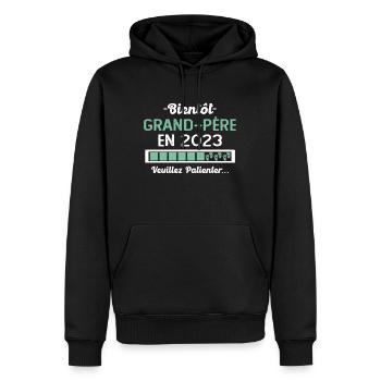 Bientôt Grand Père 2023 Cadeau Papy - Sweat à capuche Premium bio Homme - noir - Devant - Nico (187cm)