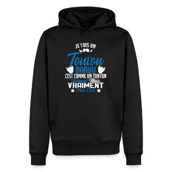 Tonton Barbu Humour Cadeau Onlce - Sweat à capuche Premium bio Homme - noir - Devant - Nico (187cm)