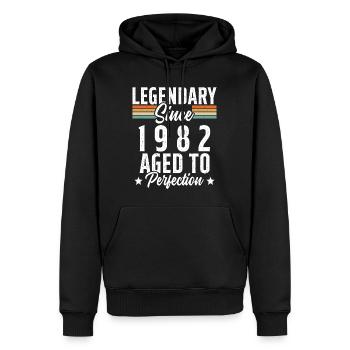 Légendaire Depuis 1982 Cadeau Anniversaire - Sweat à capuche Premium bio Homme - noir - Devant - Nico (187cm)