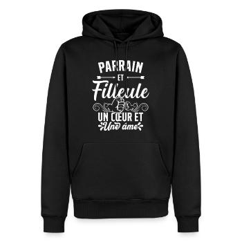 Parrain et Filleule Oncle Familie Humour Cadeau - Sweat à capuche Premium bio Homme - noir - Devant - Nico (187cm)