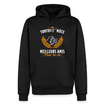 Tonton et Nièce Meilleurs amis pour la vie Cadeau - Sweat à capuche Premium bio Homme - noir - Devant - Nico (187cm)