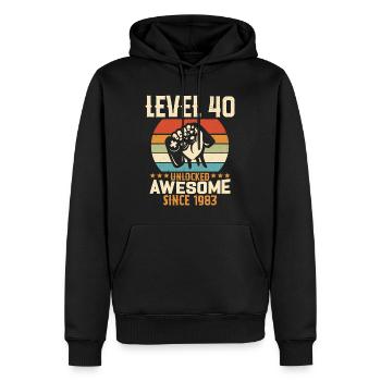 Level 40 Jahre Gaming-Geburtstagsgeschenk freischalten - Männer Premium Bio Hoodie - Schwarz - Vorne - Nico (187cm)