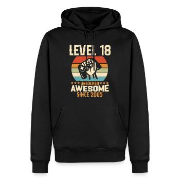 Level 18 Jahre Gaming-Geburtstagsgeschenk freischalten - Männer Premium Bio Hoodie - Schwarz - Vorne - Nico (187cm)