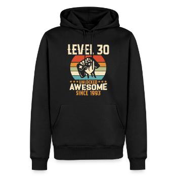 Level 30 Jahre Gaming-Geburtstagsgeschenk freischalten - Männer Premium Bio Hoodie - Schwarz - Vorne - Nico (187cm)
