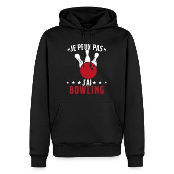 Je Peux Pas J'ai Bowling - Sweat à capuche Premium bio Homme - noir - Devant - Nico (187cm)