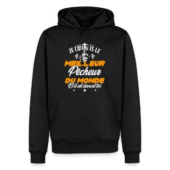 Meilleur Pecheur Humour Pêche Truite Drôle - Sweat à capuche Premium bio Homme - noir - Devant - Nico (187cm)