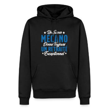 Mécano Papa Cadeau Drôle Fête Des Pères Garagiste - Sweat à capuche Premium bio Homme - noir - Devant - Nico (187cm)