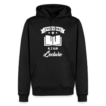 Je Peux Pas J'ai Lecture Cadeau - Sweat à capuche Premium bio Homme - noir - Devant - Nico (187cm)