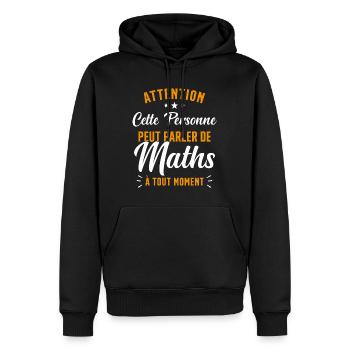 Prof de Maths Mathématique Cadeau Mathématicien - Sweat à capuche Premium bio Homme - noir - Devant - Nico (187cm)