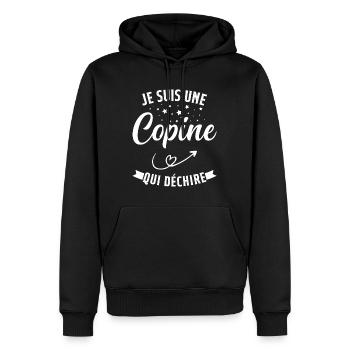 Je Suis Une Copine Qui Déchire Humour Cadeau - Sweat à capuche Premium bio Homme - noir - Devant - Nico (187cm)