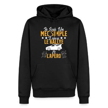 Mec Simple Rallye Apero Humour Rallye Automobile - Sweat à capuche Premium bio Homme - noir - Devant - Nico (187cm)