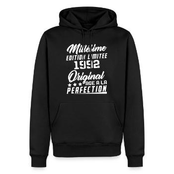 Millésime 1992 Original Cadeau D'anniversaire - Sweat à capuche Premium bio Homme - noir - Devant - Nico (187cm)