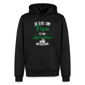 Papa et agriculteur qui déchire - Sweat à capuche Premium bio Homme - noir - Devant - Nico (187cm)