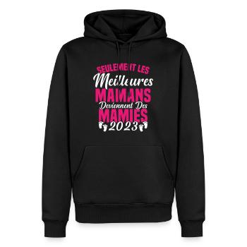 Les Meilleures Mamans Deviennent des Mamie 2023 - Sweat à capuche Premium bio Homme - noir - Devant - Nico (187cm)