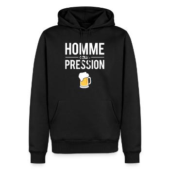 Homme sous pression bière humour alcool apéro - Sweat à capuche Premium bio Homme - noir - Devant - Nico (187cm)