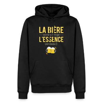 La bière moins chère que l'essence apéro humour - Sweat à capuche Premium bio Homme - noir - Devant - Nico (187cm)