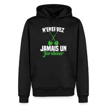 N'enervez Jamais Un Jardinier Jardin - Sweat à capuche Premium bio Homme - noir - Devant - Nico (187cm)