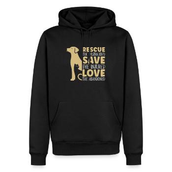 Sauvetage des animaux Le sauveteur d’animaux d’accueil maltraité - Sweat à capuche Premium bio Homme - noir - Devant - Nico (187cm)
