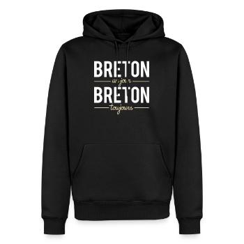 Breton Un Jour Breton Toujours Humour Région - Sweat à capuche Premium bio Homme - noir - Devant - Nico (187cm)
