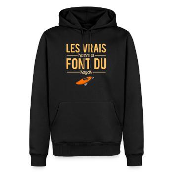 Les Vrais Hommes Font Du Kayak Humour Kayakiste - Sweat à capuche Premium bio Homme - noir - Devant - Nico (187cm)