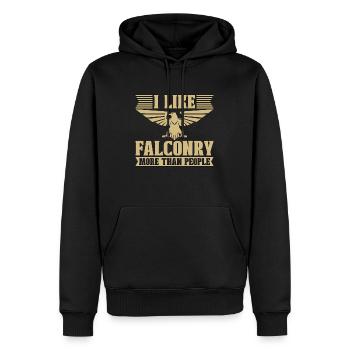 Fauconnerie J’aime Fauconnerie Faucon Whisperer Fauconnier - Sweat à capuche Premium bio Homme - noir - Devant - Nico (187cm)