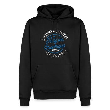 Designer Graphique L Homme Le Mythe La Légende - Sweat à capuche Premium bio Homme - noir - Devant - Nico (187cm)