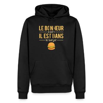 Le Bonheur Existe il Est Dans Le Burger Fast Food - Sweat à capuche Premium bio Homme - noir - Devant - Nico (187cm)