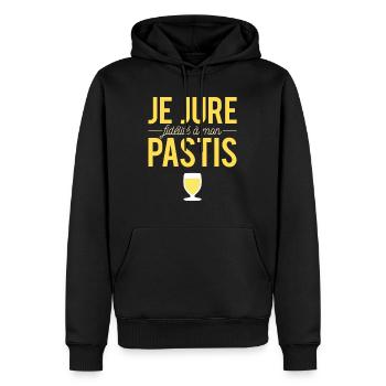 Je Jure Fidélité A Mon Pastis Alcool Jaune Humour - Sweat à capuche Premium bio Homme - noir - Devant - Nico (187cm)