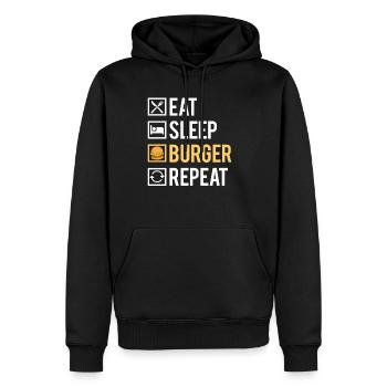 Eat Sleep Burger Repeat Fast Food Nourriture - Sweat à capuche Premium bio Homme - noir - Devant - Nico (187cm)