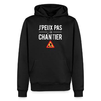 J'peux Pas J'ai Chantier Construction Bâtiment - Sweat à capuche Premium bio Homme - noir - Devant - Nico (187cm)