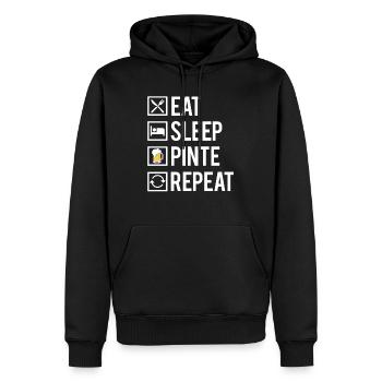 Eat Sleep Pinte Repeat Bière Apéro Humour - Sweat à capuche Premium bio Homme - noir - Devant - Nico (187cm)
