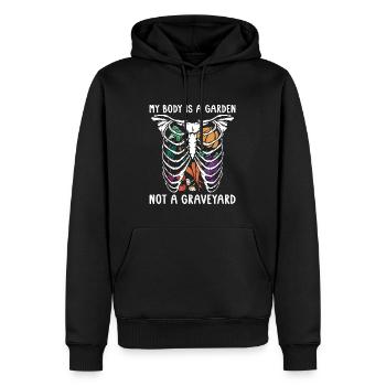 Régime végétalien Mon corps est un jardin végétarien sans viande - Sweat à capuche Premium bio Homme - noir - Devant - Nico (187cm)