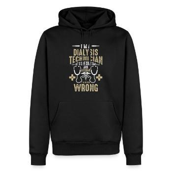 Je suis technicien en dialyse Sauvons le néphrologue - Sweat à capuche Premium bio Homme - noir - Devant - Nico (187cm)