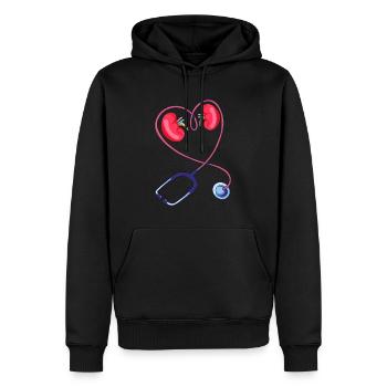 Technicien en dialyse Stéthoscope Amour Néphrologue - Sweat à capuche Premium bio Homme - noir - Devant - Nico (187cm)