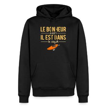 Le Bonheur Existe il Est Dans Le Kayak Humour - Sweat à capuche Premium bio Homme - noir - Devant - Nico (187cm)