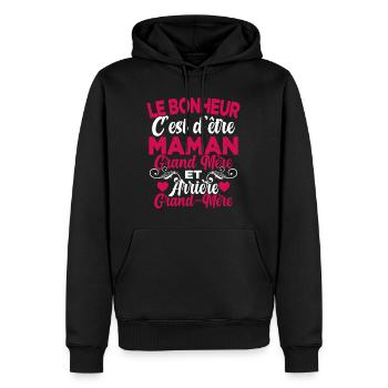 Cadeau Fête des Mère pour Arrière Grand-Mère - Sweat à capuche Premium bio Homme - noir - Devant - Nico (187cm)