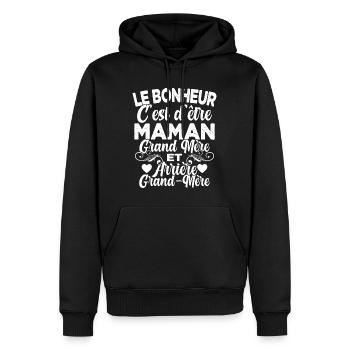 Cadeau Fête des Mère pour Arrière Grand-Mère - Sweat à capuche Premium bio Homme - noir - Devant - Nico (187cm)