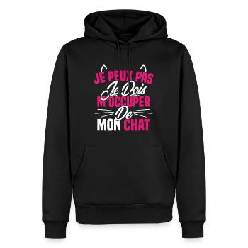 je peux pas mon chat femme humour cadeau - Sweat à capuche Premium bio Homme - noir - Devant - Nico (187cm)
