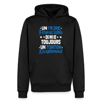 Cadeau pour Frère / Oncle - Un Tonton Exceptionnel - Sweat à capuche Premium bio Homme - noir - Devant - Nico (187cm)