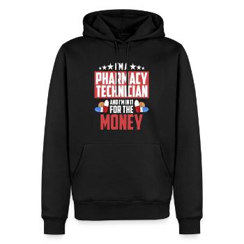 Je suis technicien en pharmacie et pharmacien en médecine - Sweat à capuche Premium bio Homme - noir - Devant - Nico (187cm)