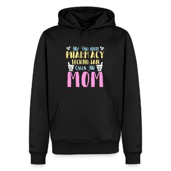 Technicien en pharmacie Ma pharmacie préférée Médecine - Sweat à capuche Premium bio Homme - noir - Devant - Nico (187cm)