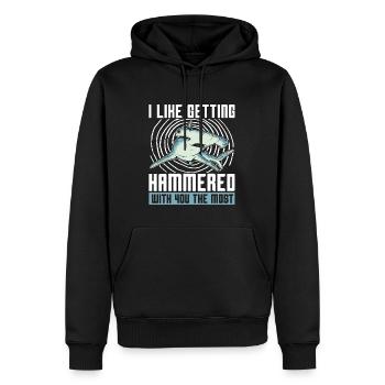 Biologie marine J’aime me faire marteler sous l’eau - Sweat à capuche Premium bio Homme - noir - Devant - Nico (187cm)